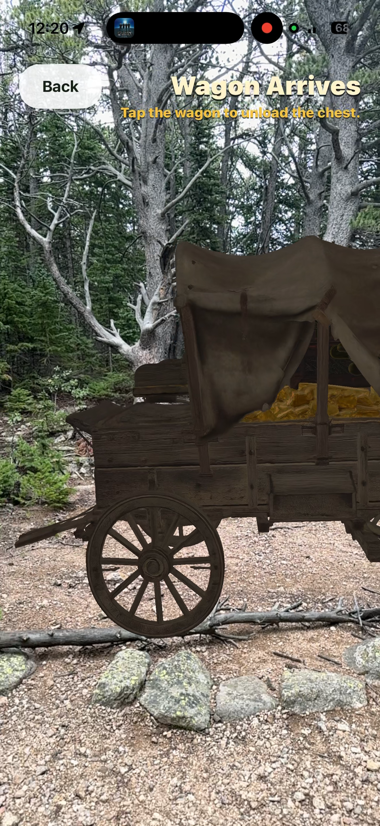AR wagon arrives treasure screen