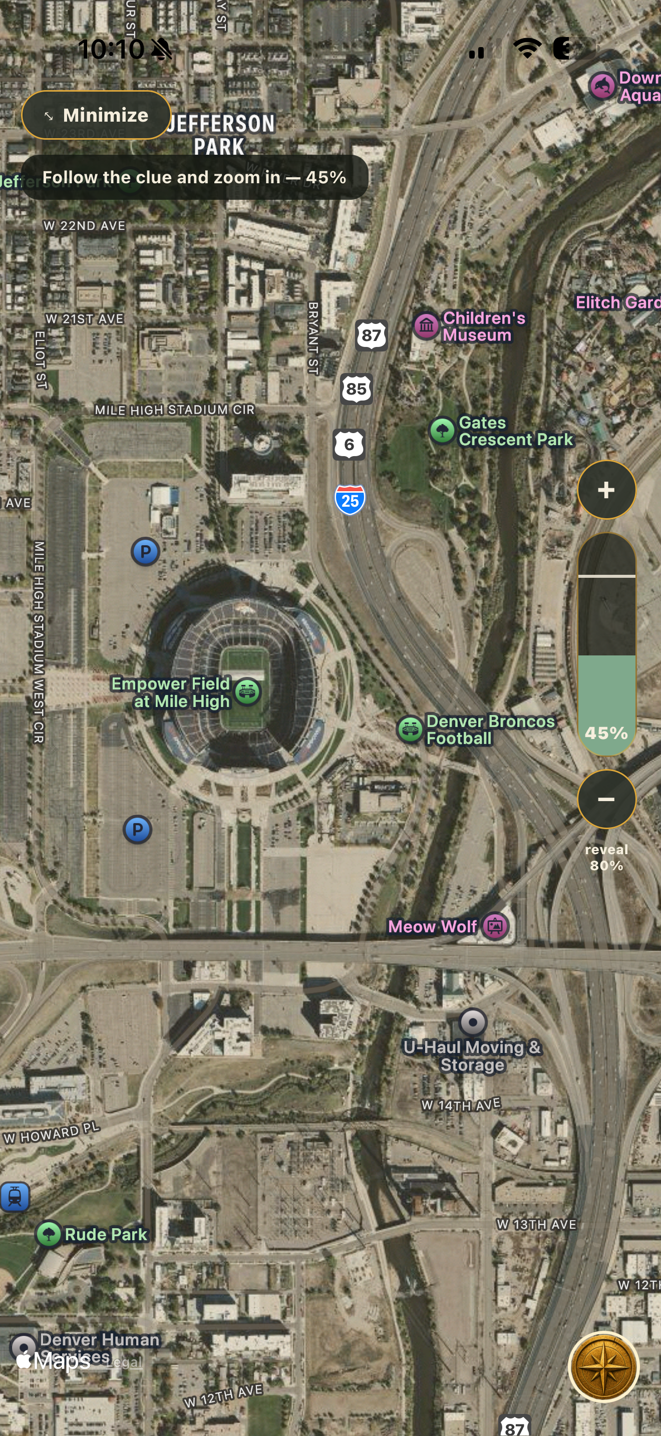 Expedition map clue zoom progress screen