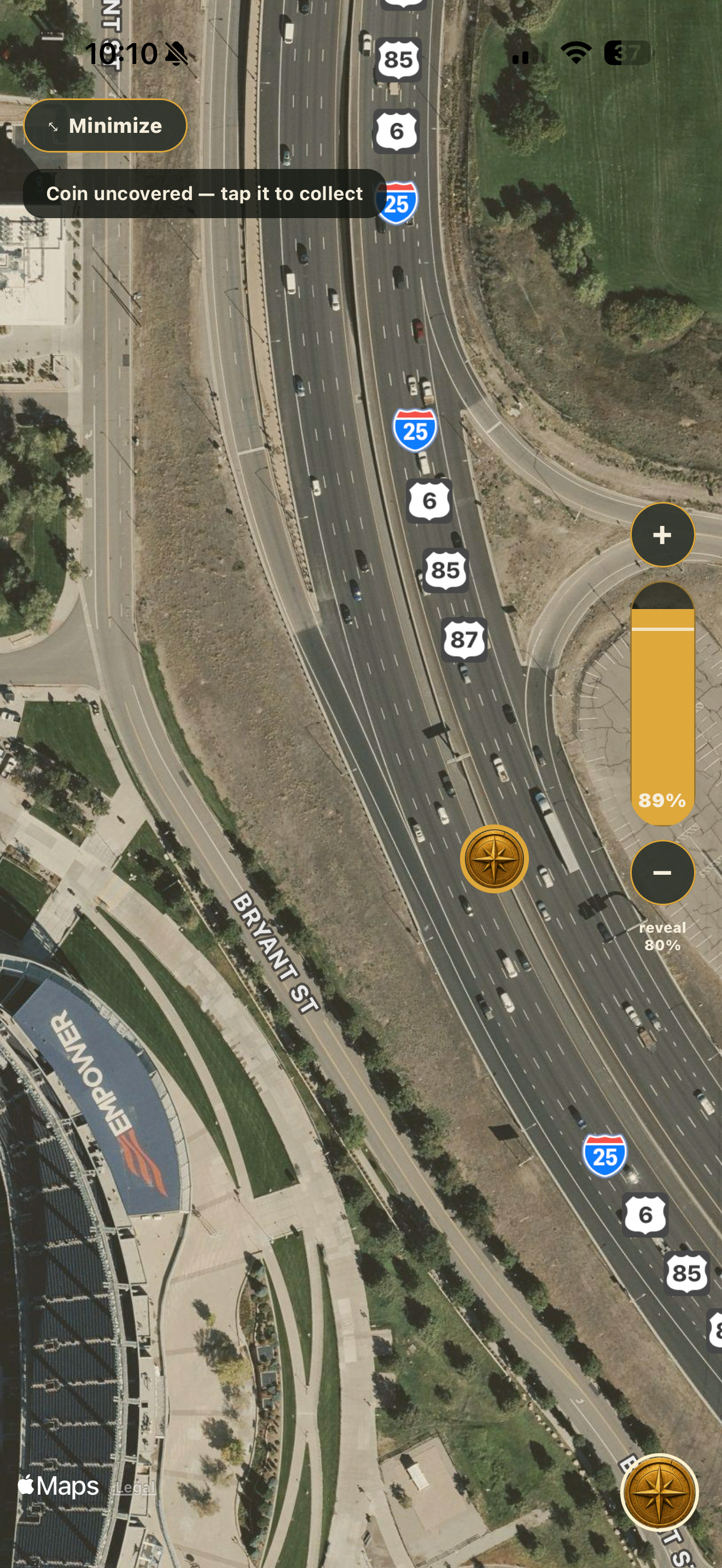 Map coin uncovered screen