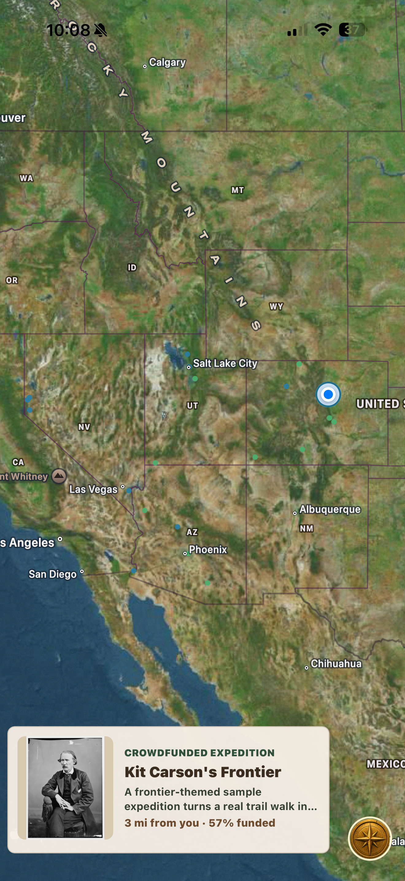 Regional expedition map screen